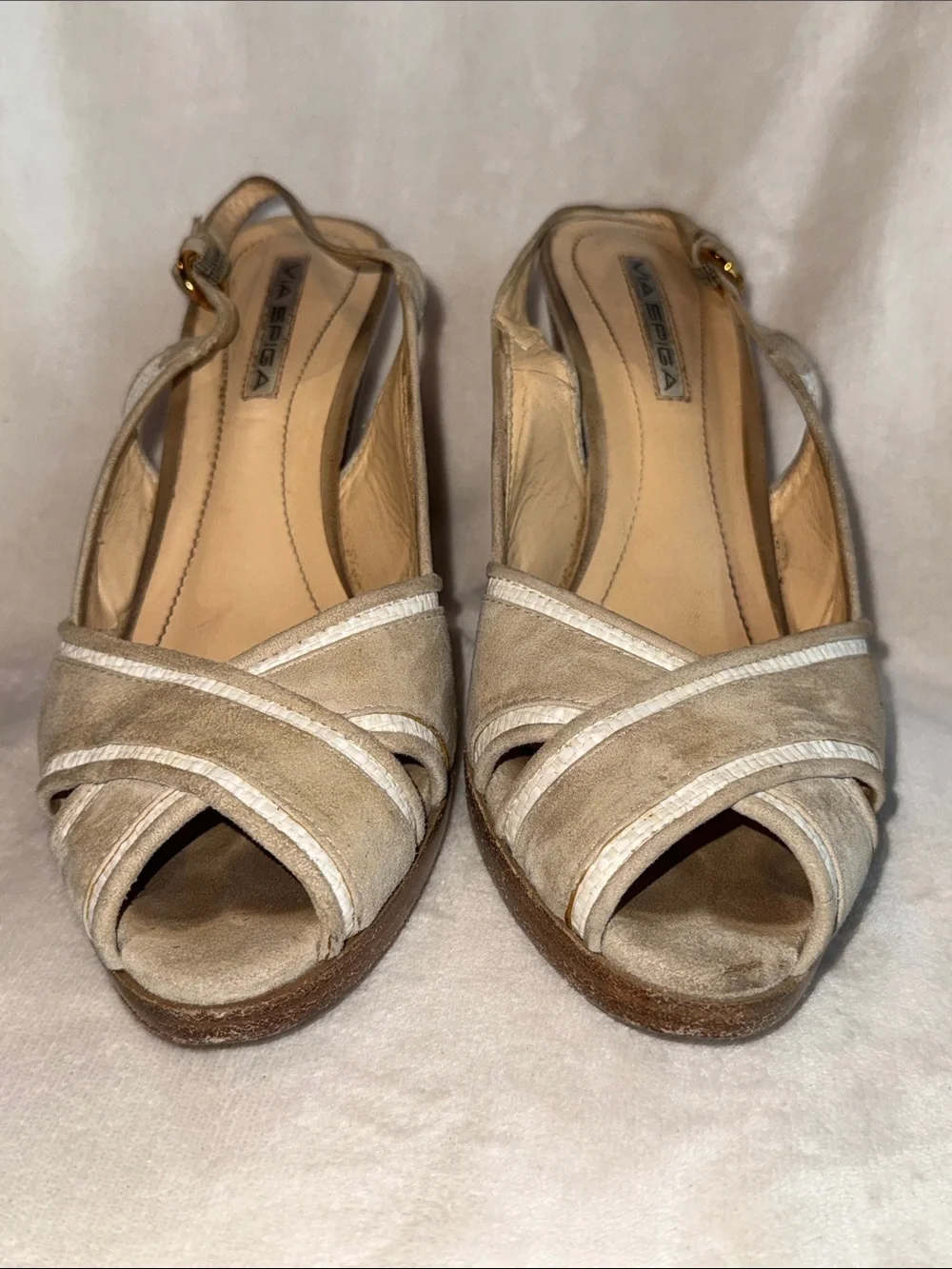 Via Spiga Beige Suede Slingback Heels, Size 9